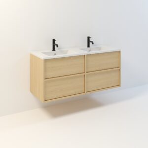 Szafka łazienkowa wisząca Minimal 4 z umywalką - Dąb Vicenza